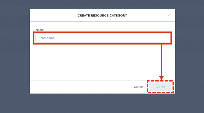 How to create a new resource category, using the data table.