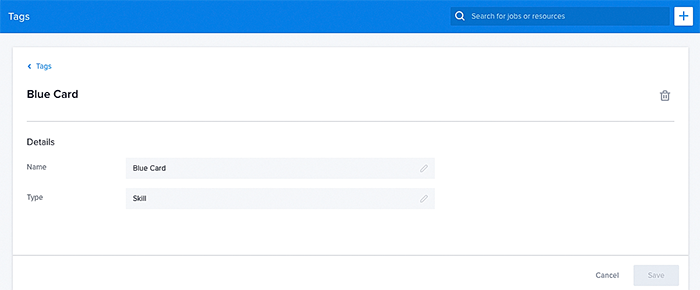 Viewing a tag in the data tables.