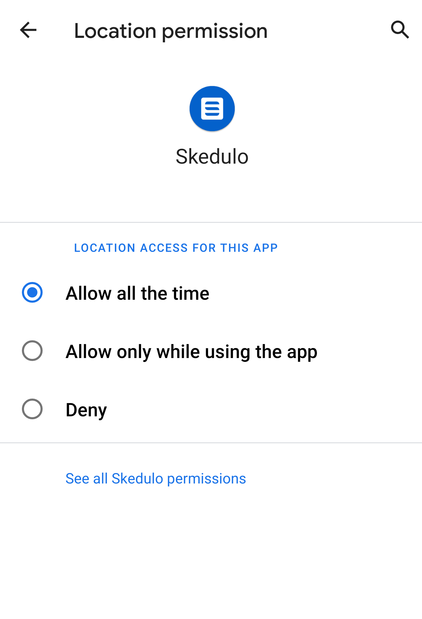 Location permission screen