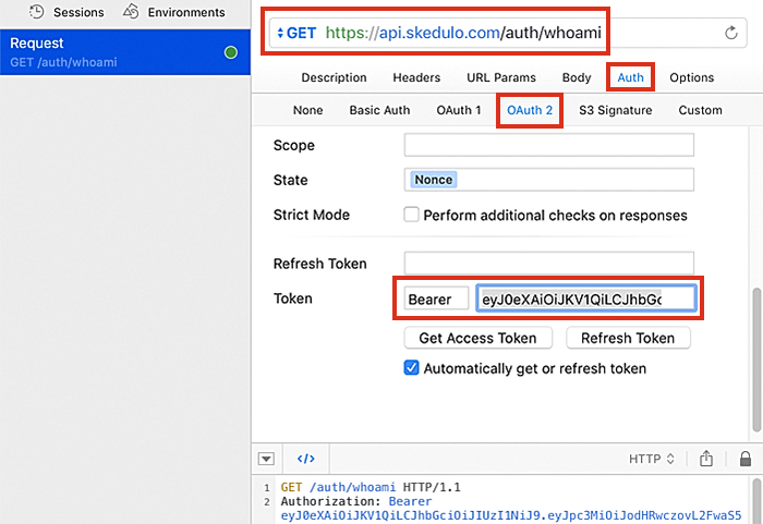 Auth settings using Paw