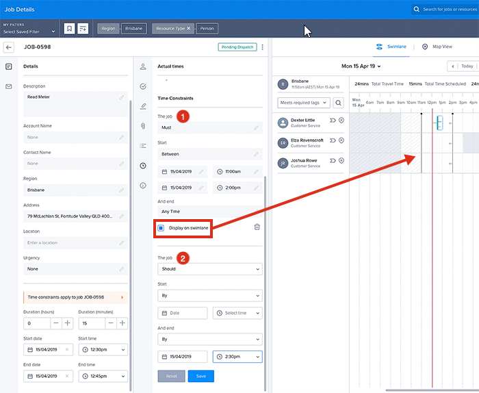 An example where the checkbox display on swimlane is toggling the display in the swimlane.