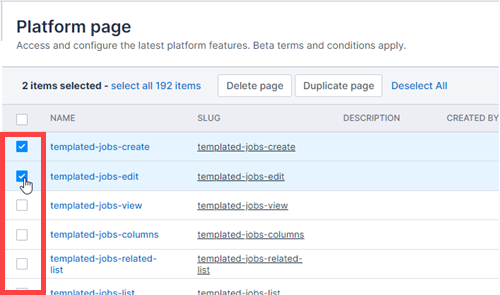 Selecting platform pages one by one