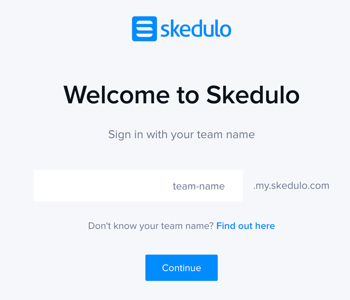 welcome to skedulo screen