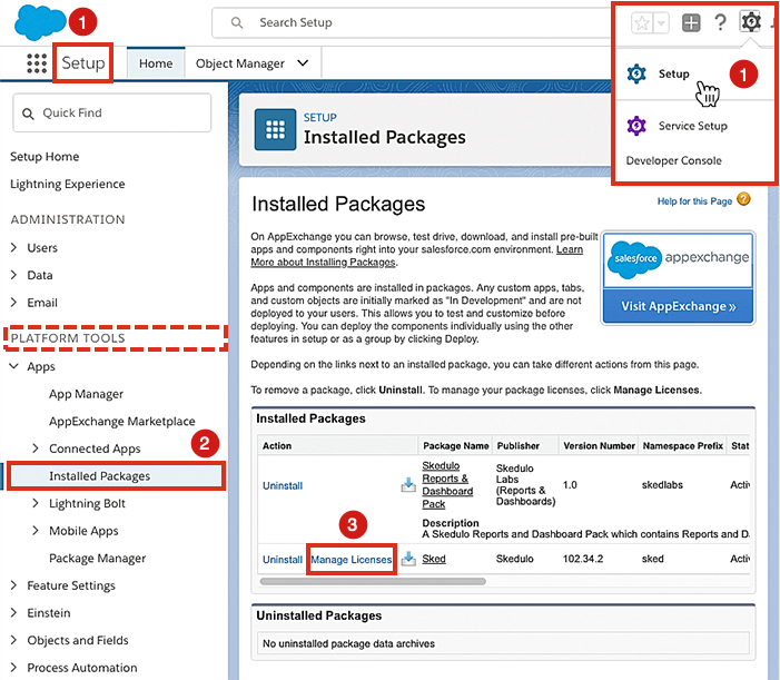 How to manage users via the installed Skedulo package.