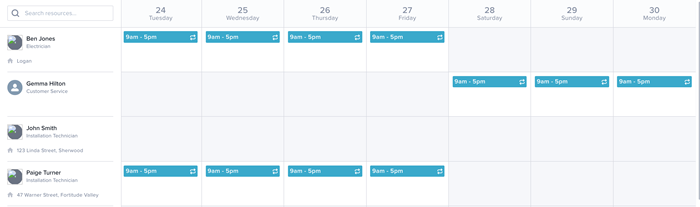 the custom availability pattern in the calendar