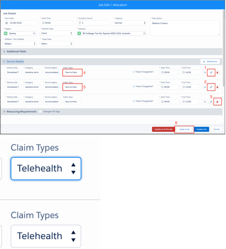 job edit allocation dialog