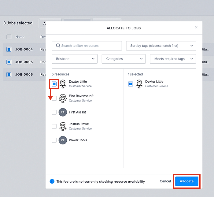 ​Selecting resources to allocate to a recurring schedule.