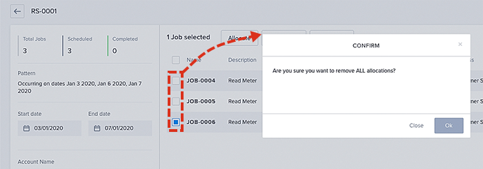 Deallocating a resource from a recurring schedule.